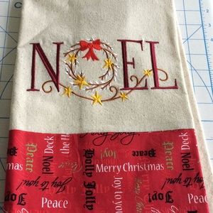 Handmade Noel Kitchen Towel w/boarder